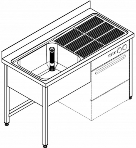 KWC PROFESSIONAL Spltisch Maxima MAXL 140-70FDW mit Untergestell-BL Gewerbesple / Becken links mit Ausnehmung fr Geschirrspler (1400x700mm)