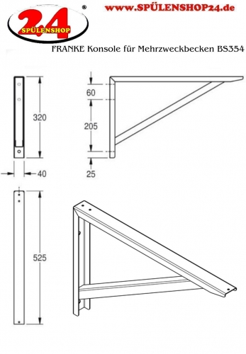 KWC PROFESSIONAL Sirius Konsole fr Mehrzweckbecken BS354 passend Sirius Reinigungsbecken BS351 / BS352 / BS353