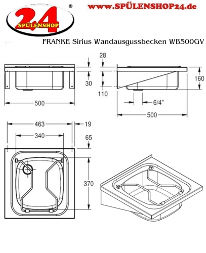 KWC PROFESSIONAL Sirius Wandausgussbecken WB500GV Ausgussbecken fr Wandmontage mit Klapprost