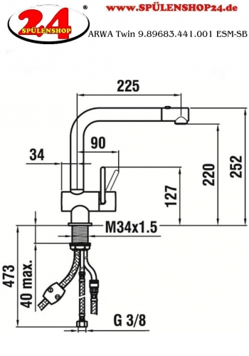 {LAGER} LAUFEN ARWA Kchenarmatur Twin HF989683441001 Edelstahl massiv Einhebelmischer / Spltischarmatur mit Zugauslauf und Umstellbrause