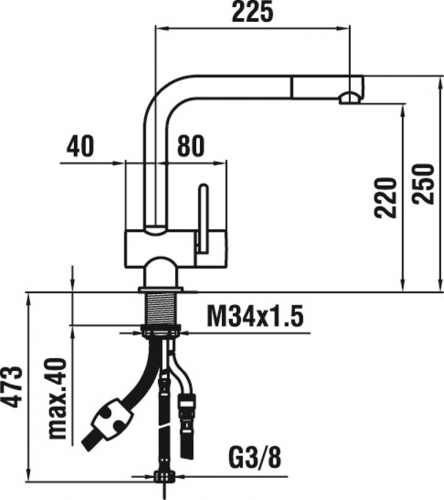 LAUFEN ARWA Kchenarmatur Twin HF989693441001 Edelstahl massiv Einhebelmischer / Spltischarmatur mit Zugauslauf als Schlauchbrause