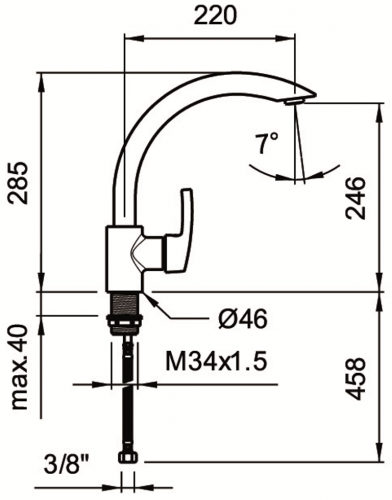 LAUFEN ARWA Kchenarmatur Surf HF919535100001 Chrom Einhebelmischer / Spltischarmatur mit Festauslauf