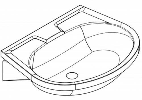 KWC PROFESSIONAL Anima Handwaschbecken BS204 fr Wandmontage fugenlos eingeschweites Becken ohne berlauf und ohne Hahnlochbohrung