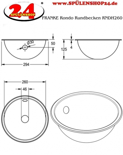 {LAGER} KWC PROFESSIONAL Rondo Rundbecken RNDH260 Einbau-/ Unterbaubecken hochglanzpoliert berlauf rund