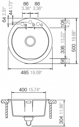 SCHOCK Kchensple Mono R-100 Cristadur Nano-Granitsple / Runde Sple mit Drehexcenter