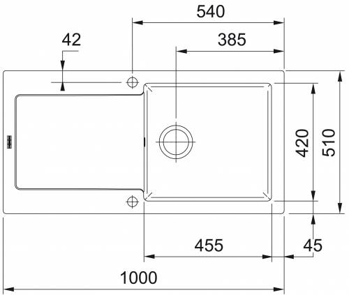 FRANKE Kchensple Maris MRK 611-100-Keramik Fraceram Einbausple / Keramiksple mit Siebkorb als Druckknopfventil