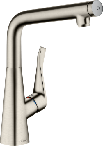 HANSGROHE Kchenarmatur Metris Select M71 Edelstahl Finish Einhebelmischer 320 mit Festauslauf, 1jet (14883800)