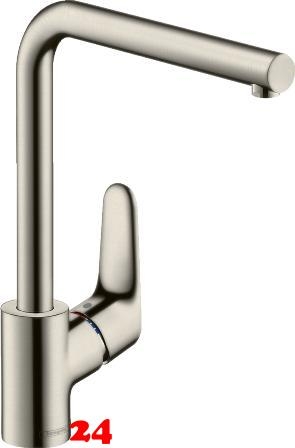 HANSGROHE Kchenarmatur Focus M41 Edelstahl Finish Einhebelmischer 280 mit Festauslauf, 1jet Schwenkbereich einstellbar (31817800)