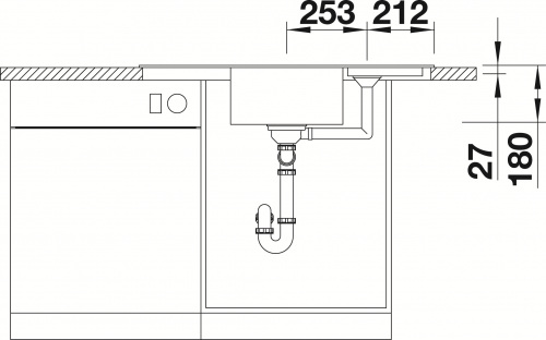 BLANCO Ecksple Zia 9 E Silgranit PuraDurII Granitsple / Einbausple mit Drehknopfventil