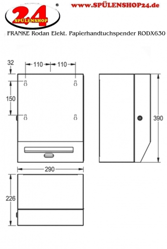 KWC PROFESSIONAL Rodan Elektronischer Papierhandtuchspender RODX630 Aufputzmontage opto-elektronische Sensorik