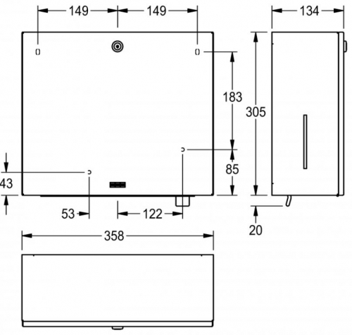 KWC PROFESSIONAL Rodan Papierhandtuch-und Seifenspender Kombination RODX601 fr die Aufputzmontage