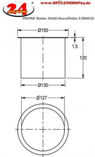 KWC PROFESSIONAL Abfall-Abwurfhlse E-BS602E rund Innendurchmesser 127mm fr die Waschtischmontage