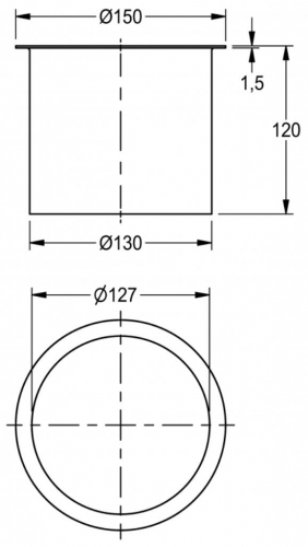 KWC PROFESSIONAL Abfall-Abwurfhlse E-BS602E rund Innendurchmesser 127mm fr die Waschtischmontage