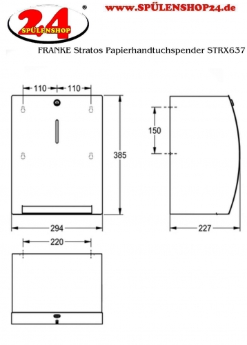 KWC PROFESSIONAL Stratos Papierhandtuchspender STRX637 fr die Aufputzmontage manueller Betrieb