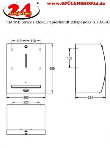 KWC PROFESSIONAL Stratos Elektronischer Papierhandtuchspender STRX630 Aufputzmontage opto-elektronische Sensorik