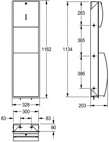 KWC PROFESSIONAL Stratos Papierhandtuch-und Abfallbehlter Kombination STRX602E fr die Unterputzmontage