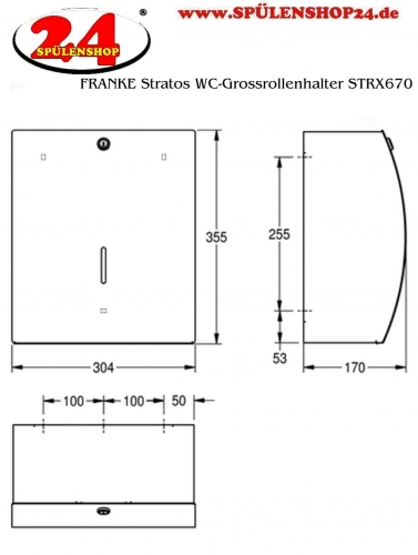 KWC PROFESSIONAL Stratos WC-Grossrollenhalter STRX670 fr die Aufputzmontage