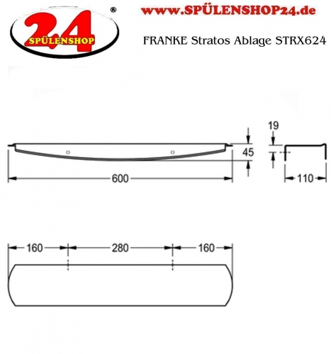 KWC PROFESSIONAL Stratos Ablage STRX624 fr die Aufputzmontage