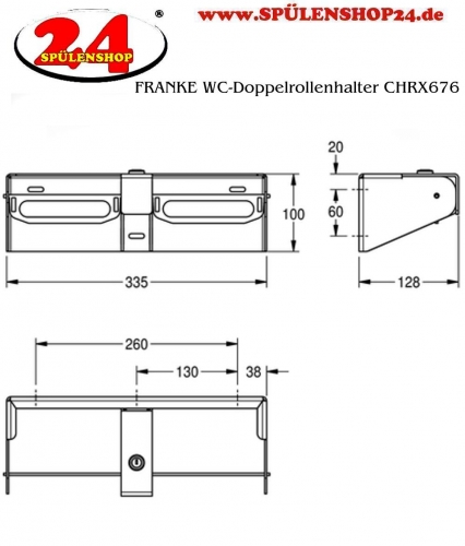 KWC PROFESSIONAL WC-Doppelrollenhalter CHRX676N fr die Aufputzmontage