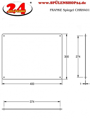 KWC PROFESSIONAL Spiegel CHRH401 Spiegel aus Chromnickelstahl hochglanzpoliert Materialstrke 1,0 mm