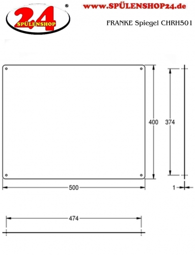 KWC PROFESSIONAL Spiegel CHRH501 Spiegel aus Chromnickelstahl hochglanzpoliert Materialstrke 1,0 mm