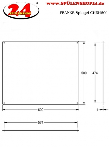 KWC PROFESSIONAL Spiegel CHRH601 Spiegel aus Chromnickelstahl hochglanzpoliert Materialstrke 1,0 mm