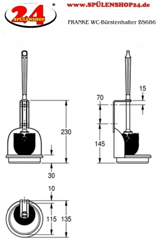 KWC PROFESSIONAL WC-Brstenhalter BS686 fr die Aufputzmontage inklusive Brste