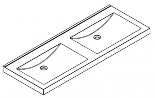 KWC PROFESSIONAL Quadro Doppelwaschtisch ANMW420 Waschtisch MIRANIT 2 Becken fr Wandmontage rechteckige Mulde ohne Hahnlochbohrung