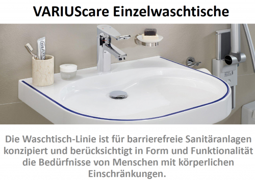 KWC PROFESSIONAL VARIUScare Einzelwaschtisch ANMW503 Waschtisch MIRANIT fr Wandmontage unterfahrbar Barrierefrei* fr Rollstuhlfahrer geeignet