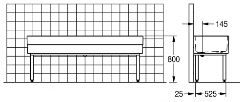 KWC PROFESSIONAL Miranit Werkraumbecken SIRW774 Reinigungsbecken Mineralgranit mit Standrohrventil (2000x600mm)