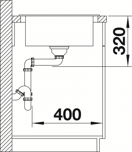 {LAGER} BLANCO Classic Neo 45-S Silgranit PuraDurII Granitsple / Einbausple Ablaufsystem InFino mit Drehknopfventil