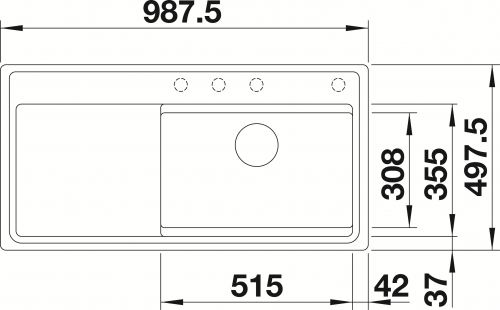 BLANCO Zenar XL 6 S-F HSB (Holzschneidbrett) DampfgarPlus Silgranit PuraDurII Granitsple Flchenbndig InFino mit Drehknopfventil