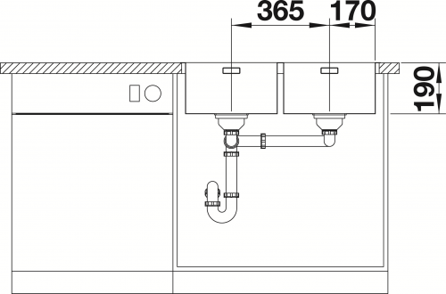 BLANCO Kchensple Andano 340/340-IF Edelstahlsple / Doppelbecken Flachrand mit Ablaufsystem InFino und Handbettigung