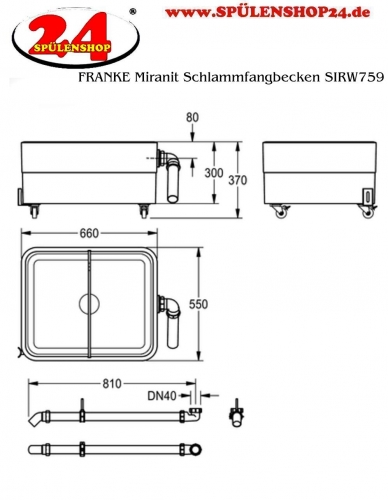 KWC PROFESSIONAL Miranit Schlammfangbecken SIRW759 Reinigungsbecken aus Mineralgranit