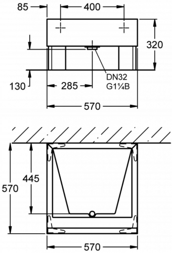 KWC PROFESSIONAL FLENSBURG Miranit Fusswanne SIRW841 aus Mineralgranit mit Vierkantrohr-Unterbau