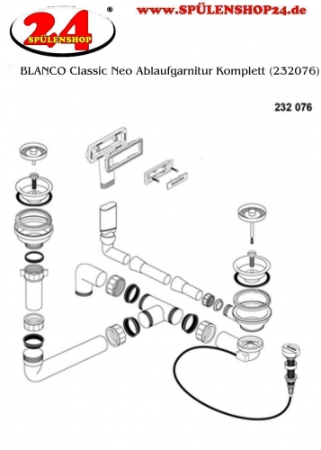 BLANCO Ablaufgarnitur 2 x 3,5'' mit Ablauffernbedienung mit Drehbettigung C-overflow modernes Sieb Ablaufgarnitur Komplett Serie: Classic Neo (232076)