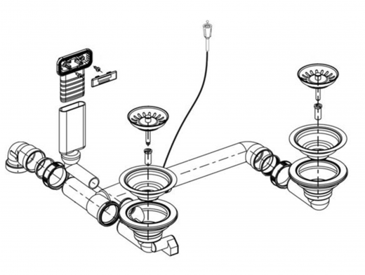 BLANCO Ablaufgarnitur 2 x 3,5'' mit Bowdenzug C-overflow modernes Sieb Ablaufgarnitur Komplett Serie: Divon (225083) +ZK (221339)