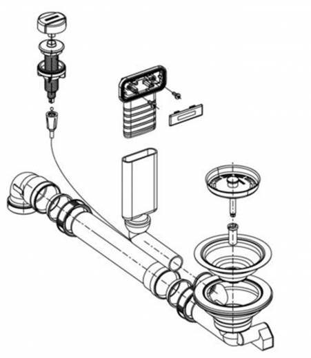 BLANCO Ablaufgarnitur 1 x 3,5'' mit Ablauffernbedienung C-overflow modernes Sieb Ablaufgarnitur Komplett Serie: Divon II (231039)