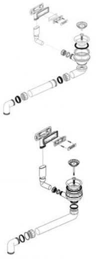 BLANCO Ablaufgarnitur 1 x 3,5'' Sieb ohne Ablauffernbedienung C-overflow Komplett Serie: Subline (222560)