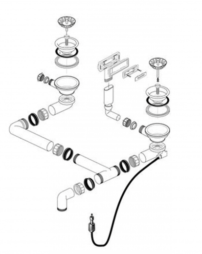 BLANCO Ablaufgarnitur 2 x 3,5'' Sieb mit Bowdenzug C-overflow Ablaufgarnitur Komplett Serie: Subline (222562) +ZK (225112)