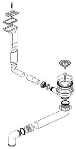 BLANCO Ablaufgarnitur 3,5'' Sieb ohne Ablauffernbedienung berlauf rechteckig/horizontal Komplett Serie: Livit, Zia (222768)