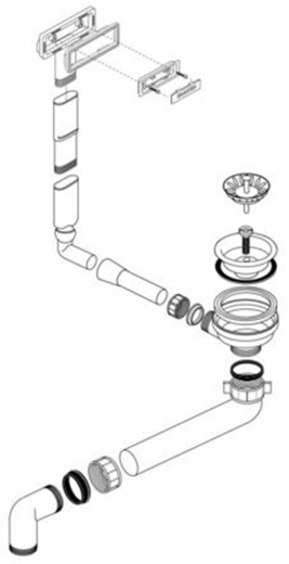 BLANCO Ablaufgarnitur 1 x 3,5'' Sieb ohne Ablauffernbedienung C-overflow Komplett Serie: Pleon (227569)