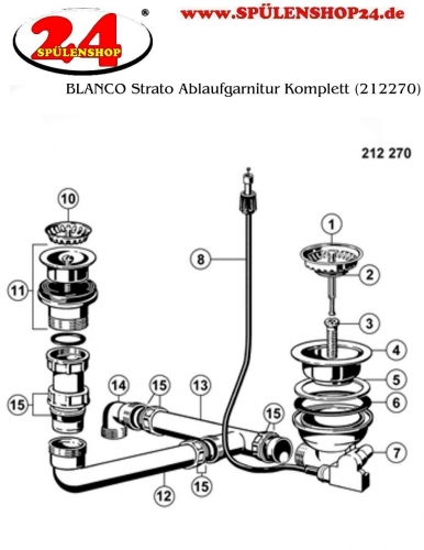 BLANCO Ablaufgarnitur 3,5'' Sieb mit Bowdenzug und 1,5'' Sieb manuell  Ablaufgarnitur Komplett Serie: Strato (212270)