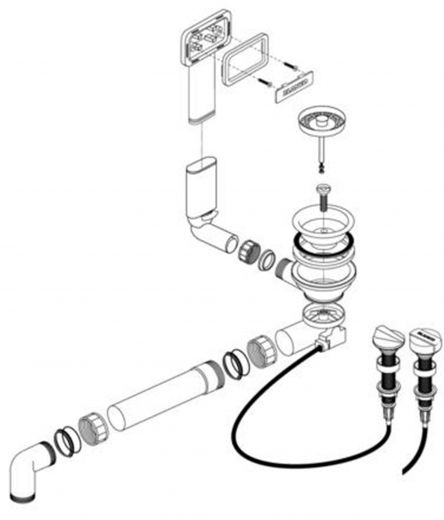 BLANCO Ablaufgarnitur 1 x 3,5'' mit Ablauffernbedienung C-overflow modernes Sieb Ablaufgarnitur Komplett Serie: Andano, Strato (225729)