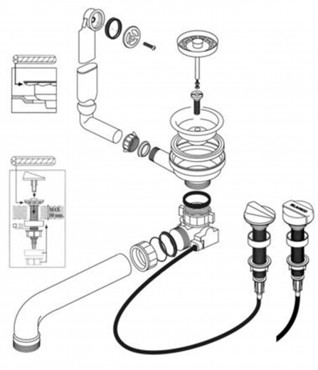 BLANCO Ablaufgarnitur 1 x 3,5'' mit Ablauffernbedienung berlauf rund modernes Sieb Ablaufgarnitur Komplett Serie: Zenar (226236)
