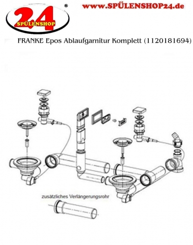 FRANKE Ablaufventil 3 1/2 Zoll Integralablauf fr 1 1/2 Becken Siebkorb-/Excenterbedienung, 2 quadratische Drehknpfe Serie: Epos, Mythos (1120181694)