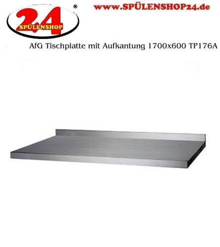 AfG Tischplatte mit Aufkantung 1700x600 TP176A verschweite Ausfhrung 3-seitig mit Tropfkante