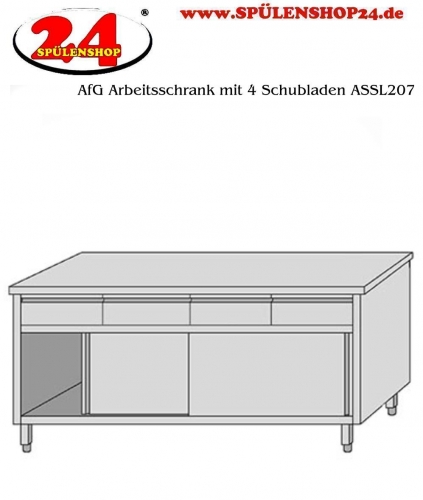 AfG Arbeitsschrank mit 4 Schubladen und Schiebetren (B2000xT700) ASSL207 verschweite Ausfhrung