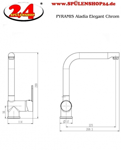 PYRAMIS Kchenarmatur Aladia Elegant Einhebelmischer Chrom mit Festauslauf