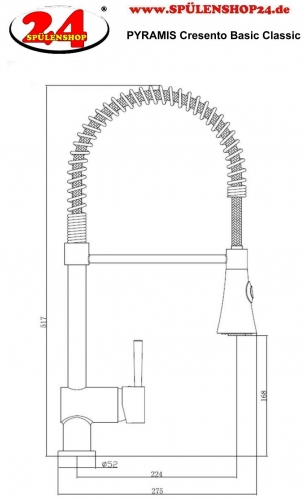 PYRAMIS Kchenarmatur Cresento Basic Classic Einhebelmischer Chrom mit Pendelbrause